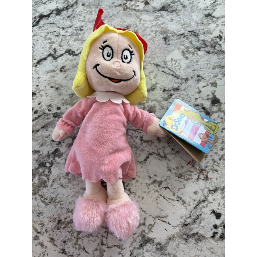 2025 Dr. Seuss Aurora Cindy Lou Plush Toy Pink Outfit Yellow Hair New with Tag